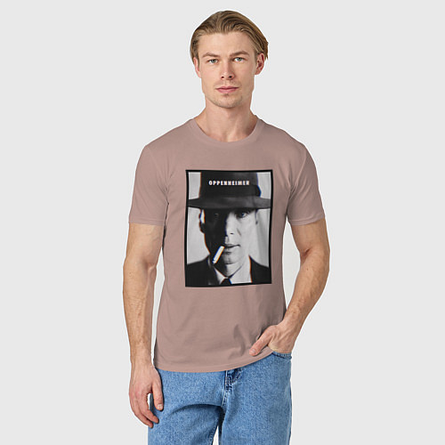 Мужская футболка Взгляд Оппенгеймера / Пыльно-розовый – фото 3