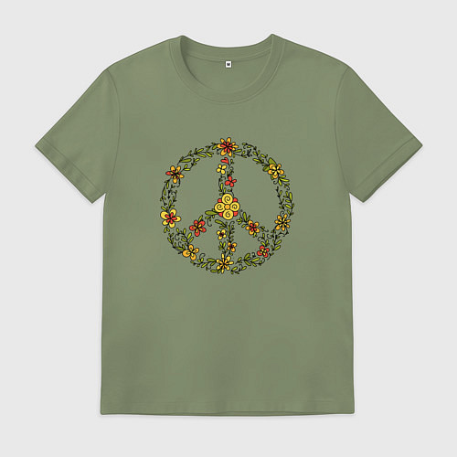 Мужская футболка Пацифик знак хиппи цветы / Авокадо – фото 1