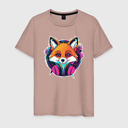 Футболка хлопковая мужская Neon fox, цвет: пыльно-розовый