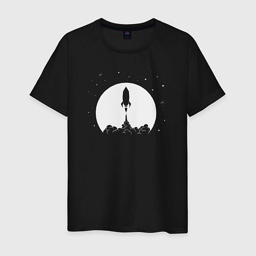 Мужская футболка Полёт ракеты / Черный – фото 1