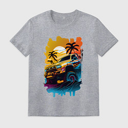 Футболка хлопковая мужская Монстр трак, цвет: меланж