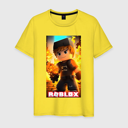 Мужская футболка Роблокс желтый огонь / Желтый – фото 1