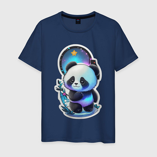 Мужская футболка Стикер: милый панда / Тёмно-синий – фото 1