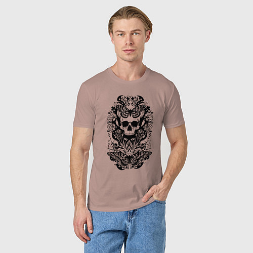 Мужская футболка Skull and butterfly - neural network / Пыльно-розовый – фото 3
