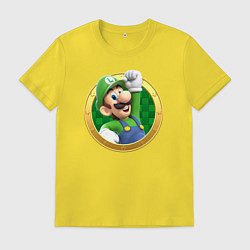 Футболка хлопковая мужская Луиджи значок, цвет: желтый