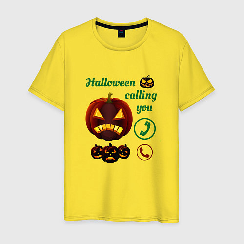 Мужская футболка Хэллоуин, ночной звонок / Желтый – фото 1