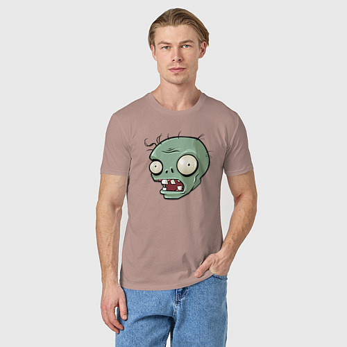 Мужская футболка PvZ Голова зомби / Пыльно-розовый – фото 3