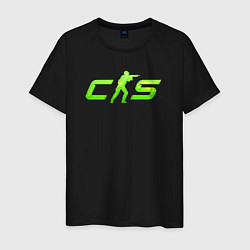 Футболка хлопковая мужская CS2 green logo, цвет: черный