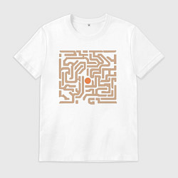 Футболка хлопковая мужская Лабиринт- головоломка цель, цвет: белый