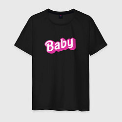 Футболка хлопковая мужская Baby: pink barbie style, цвет: черный