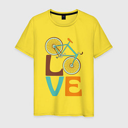 Футболка хлопковая мужская Люблю велосипед, цвет: желтый