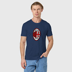Футболка хлопковая мужская Футбольный клуб Milan, цвет: тёмно-синий — фото 2