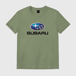 Футболка хлопковая мужская Subaru sport auto, цвет: авокадо