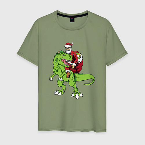 Мужская футболка Санта на динозавре / Авокадо – фото 1