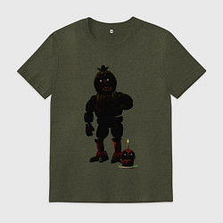 Футболка хлопковая мужская Кошмарная Чика и Мистер Пирожное, цвет: меланж-хаки