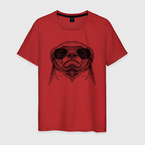 Мужская футболка Медоед в очках / Красный – фото 1