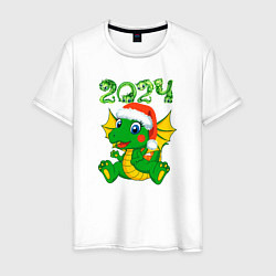Футболка хлопковая мужская Дракончик 20204, цвет: белый