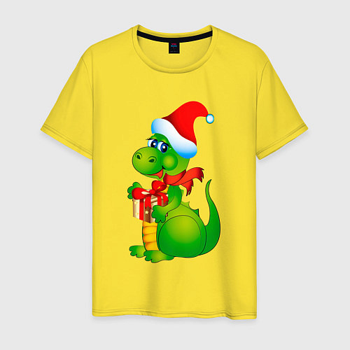 Мужская футболка Дракон с подарком / Желтый – фото 1