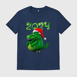 Футболка хлопковая мужская Толстый дракон 2024, цвет: тёмно-синий