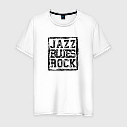 Футболка хлопковая мужская Jazz Rock Blues, цвет: белый