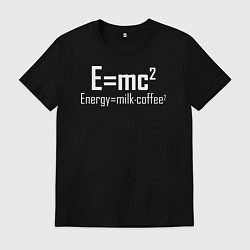 Футболка хлопковая мужская Энергия это кофе с молоком, цвет: черный