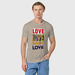 Футболка хлопковая мужская Любовь в квадрате, цвет: миндальный — фото 2