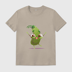 Футболка хлопковая мужская Счастливый огурчик, цвет: миндальный