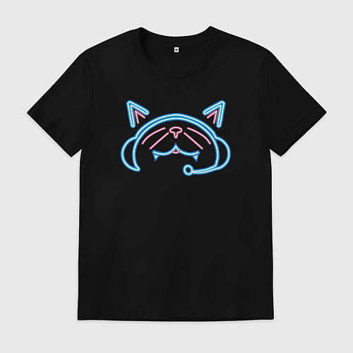 Мужская футболка Неоновый кот-стример / Черный – фото 1