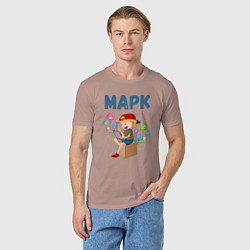 Футболка хлопковая мужская Марк - мальчик айтишник, цвет: пыльно-розовый — фото 2
