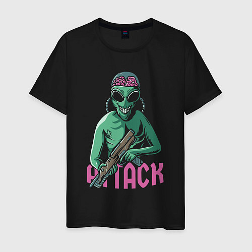 Мужская футболка Атака пришельцев / Черный – фото 1
