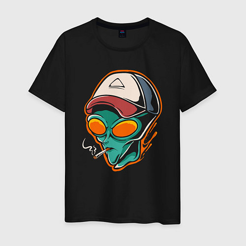 Мужская футболка Smoking alien / Черный – фото 1