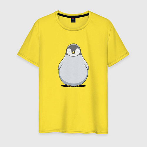 Мужская футболка Птенец пингвина мультяшный / Желтый – фото 1