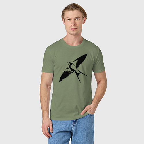 Мужская футболка Ласточка парит трафарет / Авокадо – фото 3