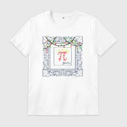 Футболка хлопковая мужская Мнение на новогодние праздники, цвет: белый