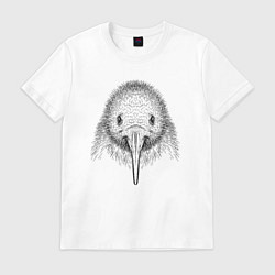 Футболка хлопковая мужская Птица киви анфас, цвет: белый