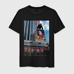 Футболка хлопковая мужская MoMo - Токио, цвет: черный