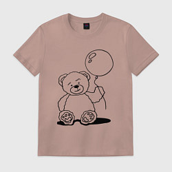 Футболка хлопковая мужская Мишка с воздушным шариком - раскраска, цвет: пыльно-розовый