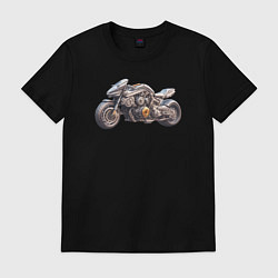 Футболка хлопковая мужская Мегабайк, цвет: черный