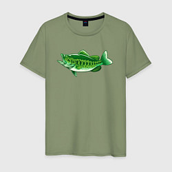 Футболка хлопковая мужская Зелёная рыбка, цвет: авокадо