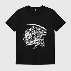 Футболка хлопковая мужская Логотип - сыны анархии, цвет: черный