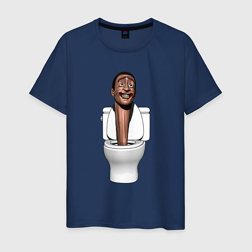 Мужская футболка Skibidi toilet туалет / Тёмно-синий – фото 1