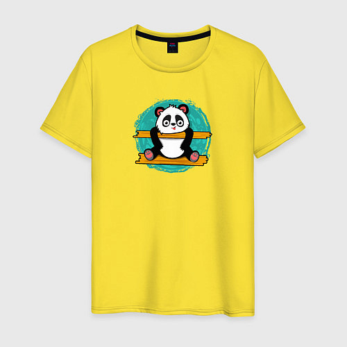 Мужская футболка Панда гимнаст / Желтый – фото 1