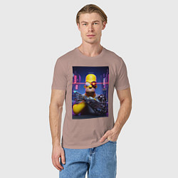 Футболка хлопковая мужская Cyber Homer Simpson - ai art, цвет: пыльно-розовый — фото 2