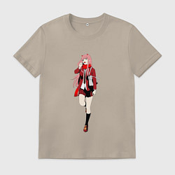 Футболка хлопковая мужская Студентка Зеро Ту, цвет: миндальный