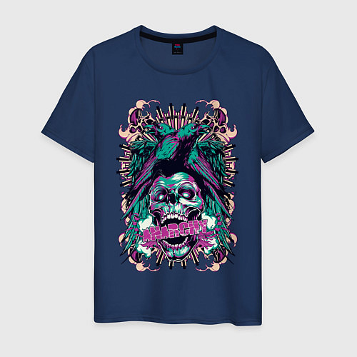 Мужская футболка Anarchy skull punk / Тёмно-синий – фото 1