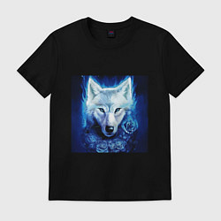 Футболка хлопковая мужская Белый wolf, цвет: черный