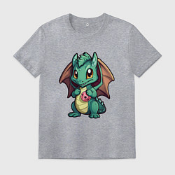 Футболка хлопковая мужская Дракон новогодней мечты 2024, цвет: меланж