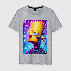 Футболка хлопковая мужская Cyber Bart Simpson - ai art, цвет: меланж