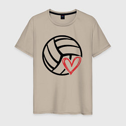 Футболка хлопковая мужская Heart volleyball, цвет: миндальный