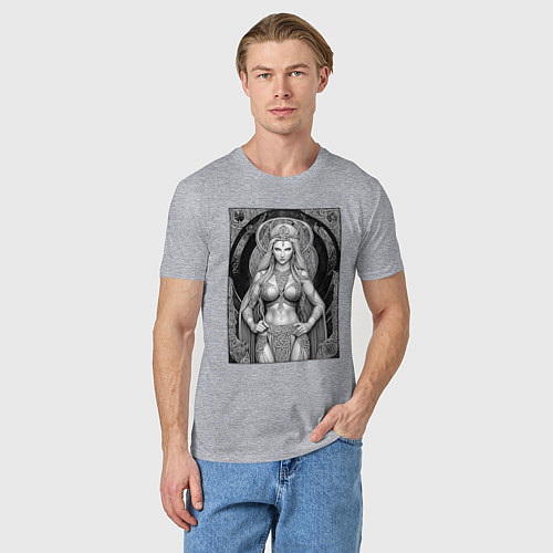 Мужская футболка Эскиз богиня валькирия / Меланж – фото 3